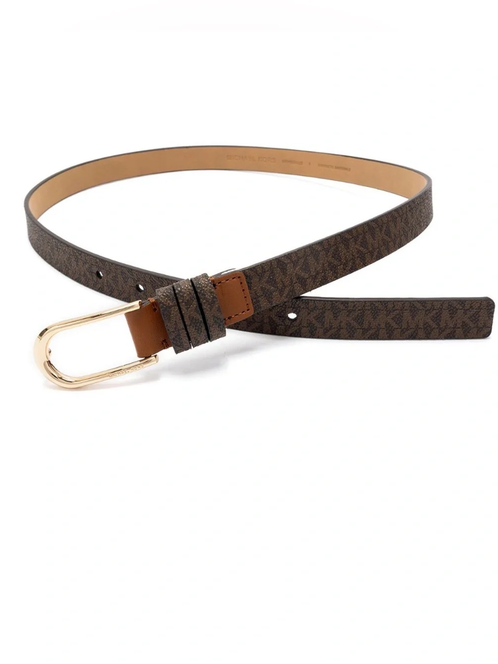 Michael Kors Burgundy Logo Slim Belt with Gold Buckle